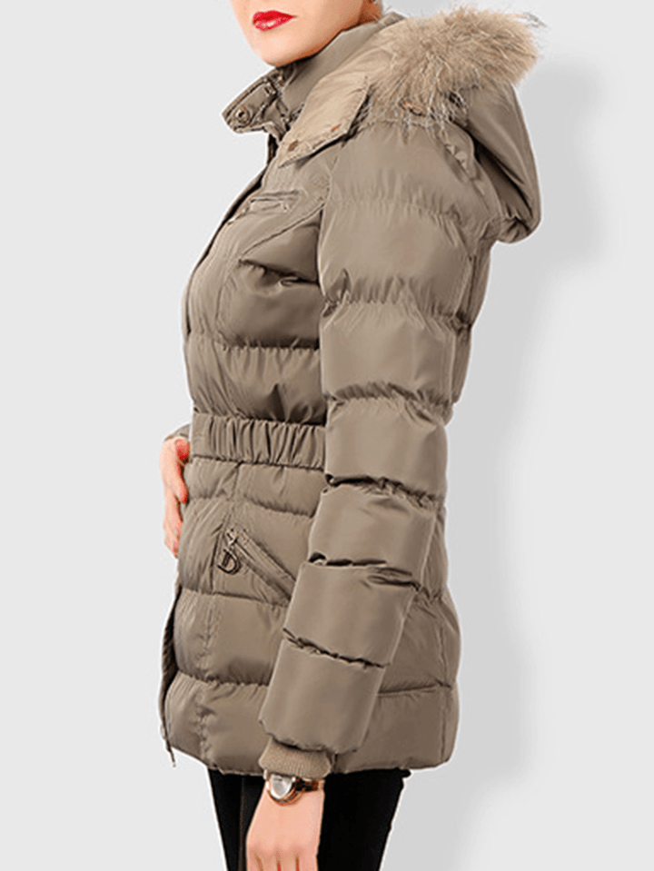 Faux Fur Hooded Quilted Coat