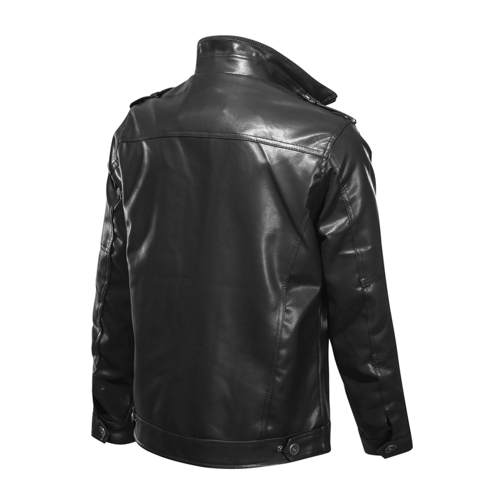 Men'S Leather Jacket Jacket Large Size Stand-Up Collar Leather Clothing Trend