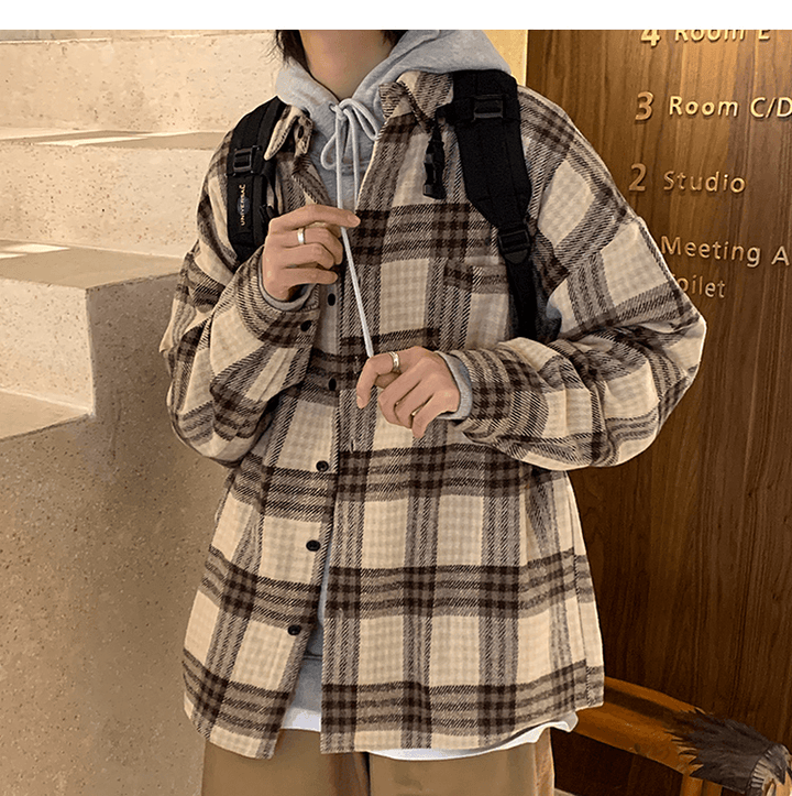 Men'S Autumn Jacket Plaid Shirt Men'S Long Sleeve Korean Fashion Casual Versatile Clothing