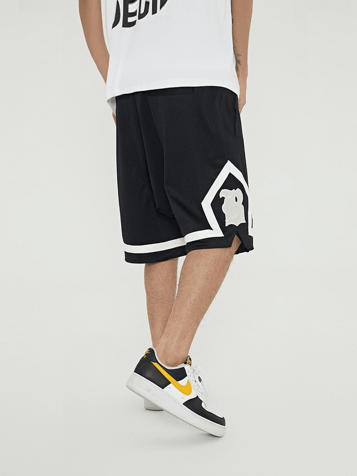 Double-Layer Mesh Embroidery Basketball Pants