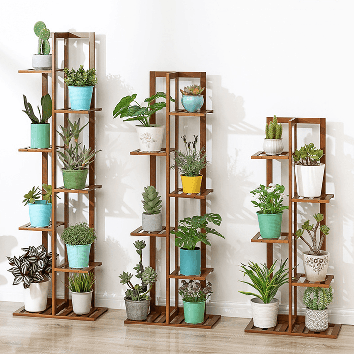 5/6/7-Tier Wooden Plant Stand Flower Pot Shelf Indoor Storage Display Rack