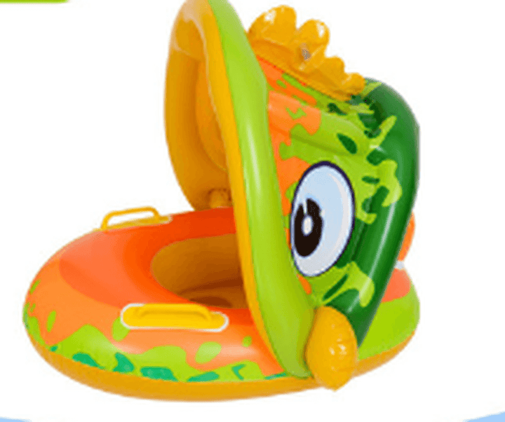 Baby Swimming Boat with Armrests, Baby Swimming Ring, Children'S Inflatable Swimming Seat Ring Awning Yacht