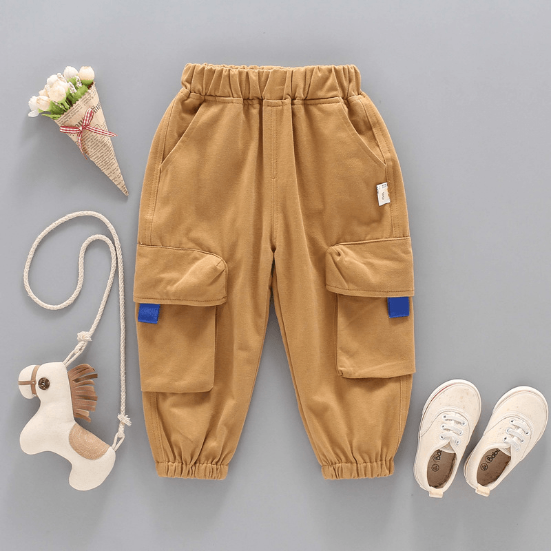 Boys' Pants Children'S and Boys' Spring Solid Color Overalls