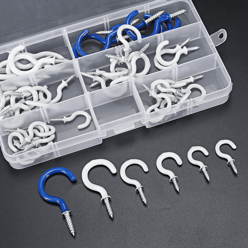 Question Mark Hooks Plastic Coated No Scratch Cup Holder Self Tapping Screw round End Hook Towel Utensils Clothes Hangers DIY Kitchen Bathroom Racks