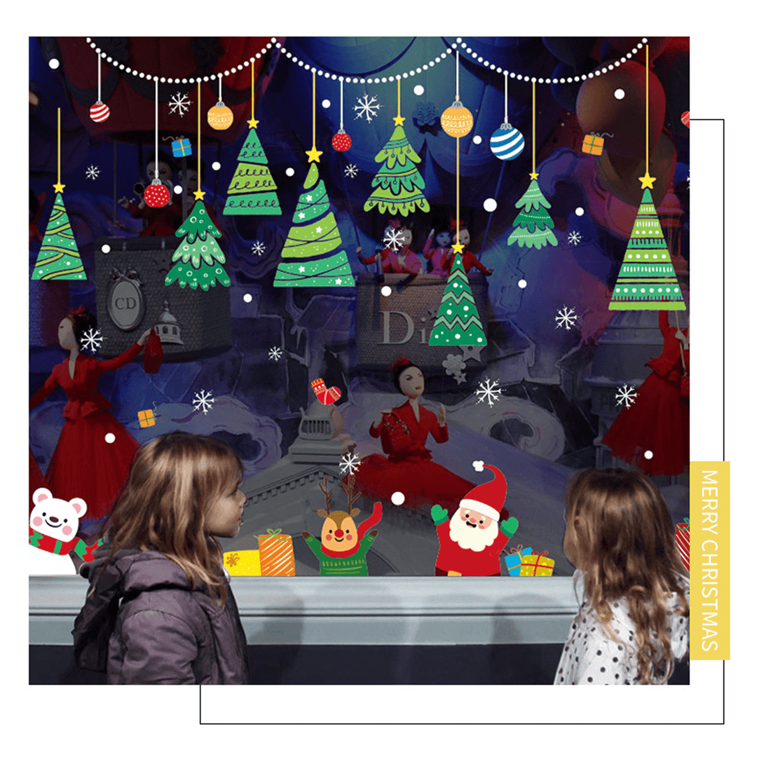 2020 Christmas Decoration Sticker Glass Windows Decals Merry Christmas Home Decoration Wall Stickers Kids Room New Year Wallpaper