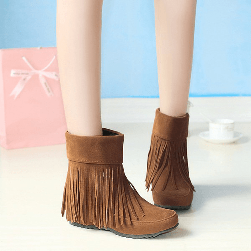 US Size 5-12 Women Suede Boot Outdoor Casual Fashion Tassels Comfortable Short Boots