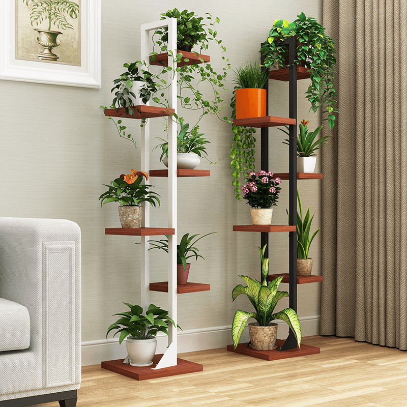 Multilayer Flower Shelf Indoor Flower Pot Rack Solid Wood Living Room Simple Floor Rack