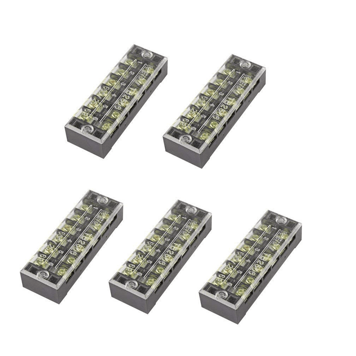 Excellway¬Æ TB-2506 600V 25A 6 Position Terminal Block Barrier Strip Dual Row Screw Block Covered W/ Removable Clear Plastic Insulating Cover