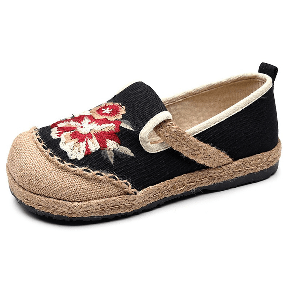 Women Old Peking Flowers Embroidery Casual Espadrille Loafers - MRSLM