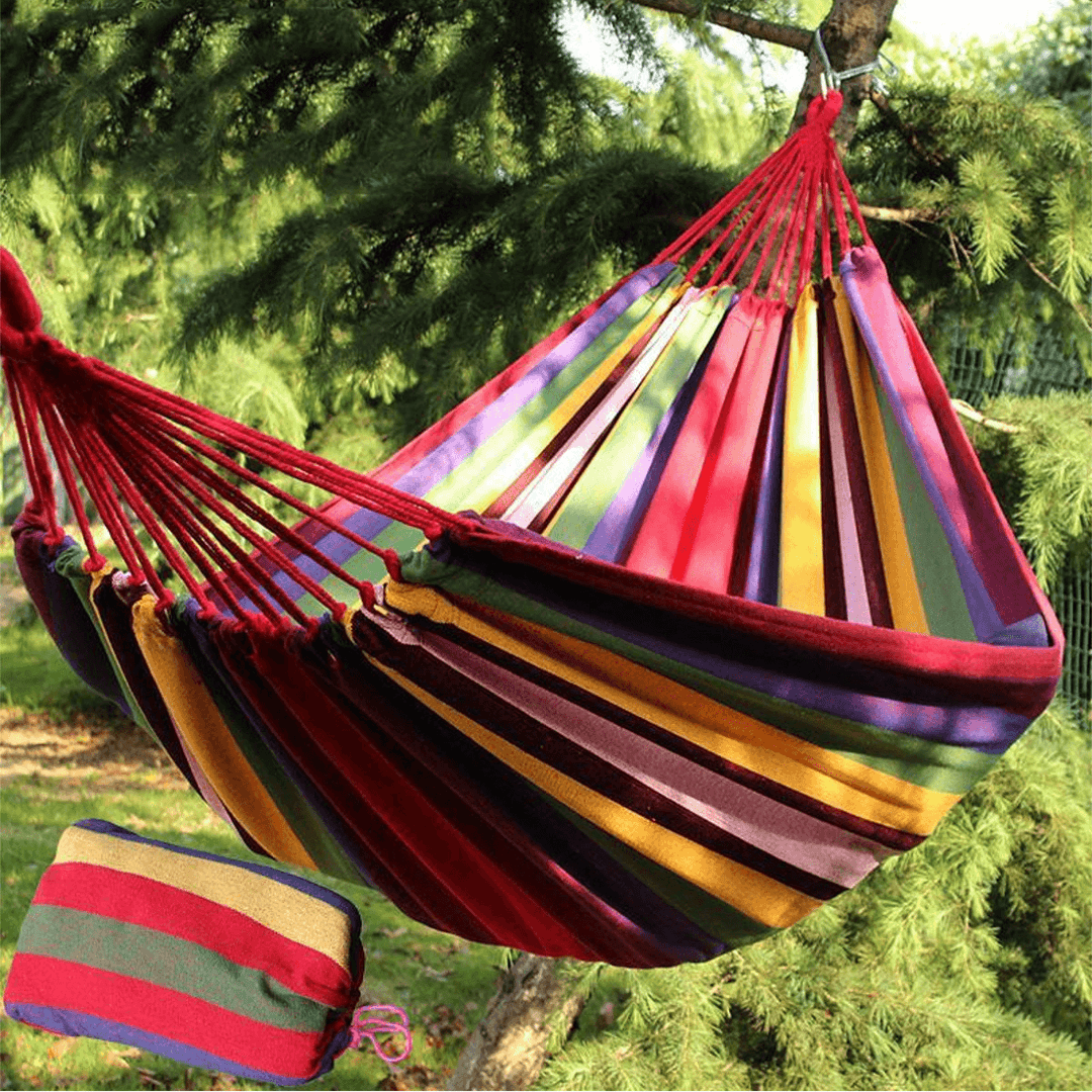 Double Large Swing Hammock Canvas Camping Hang Bed Garden Travel Beach Outdoor Chair