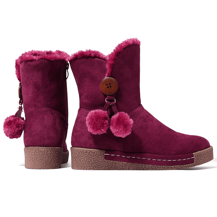 LOSTISY Women Zipper Boots Plush Fur Warm Snow Boots