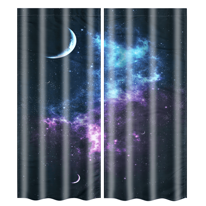 2 Panel Blackout Blinds Thermal Insulated 3D Printed Galaxy Window Curtains Screens