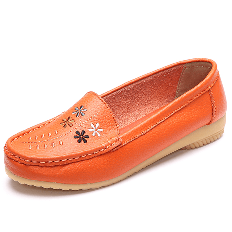 Flower Embroidery Casual Slip on Flat Shoes - MRSLM