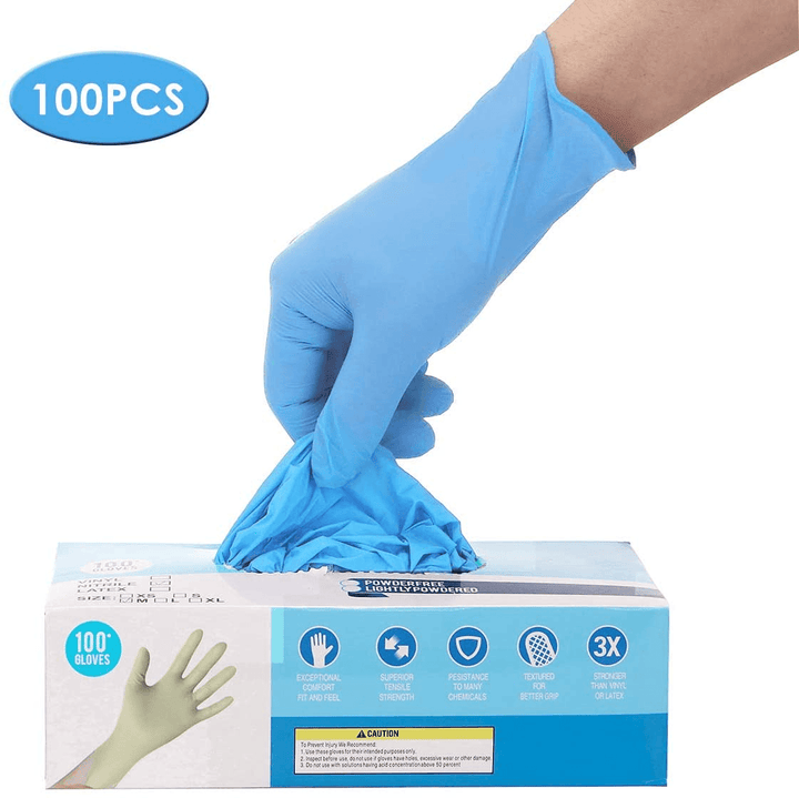 Ipree¬Æ 100 Pcs Nitrile Disposable Gloves Powder Free Rubber Latex Free Sterile Gloves for Picnic Food Hygiene House Cleaning