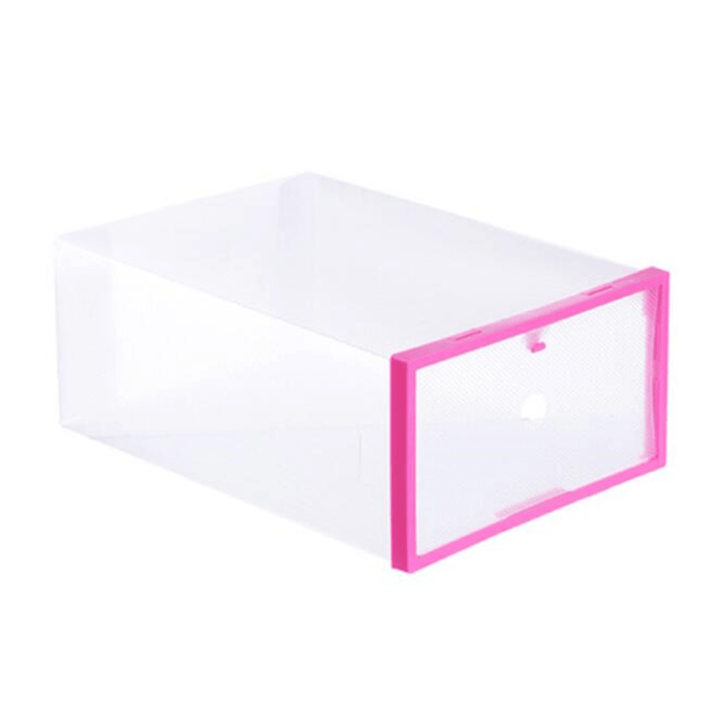 Foldable Clear Plastic Shoe Boxes Storage Organizer Stackable Tidy Display Box Baskets - MRSLM