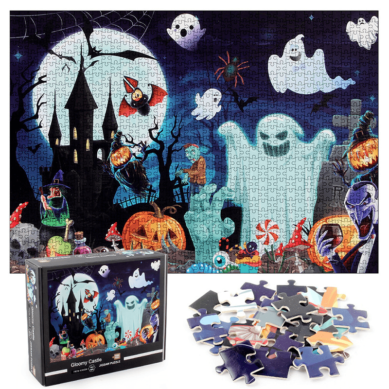 Adult Jigsaw Puzzle 1000 Pieces Halloween Shadowy Castle