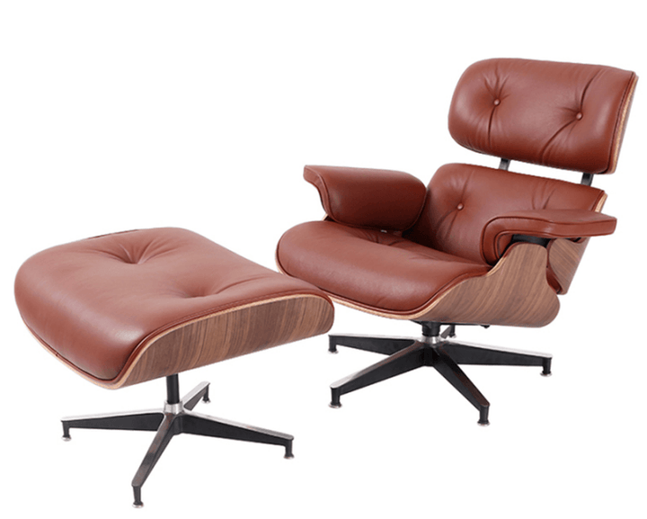 Full Genuine Leather Recliner Lounge Chair with Aluminum Base Support for Living Room