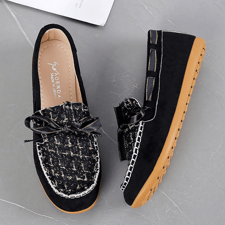 Women Butterfly Knot Decor Small Fragrance Wind Comfy Breathable Casual Slip on Loafers