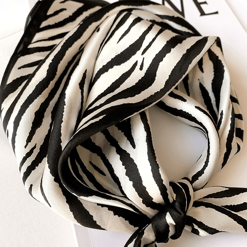 Silk Small Square Scarf Female Striped 53Cm Silkworm Decorative