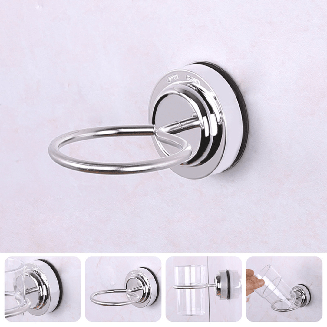 304 Stainless Steel Suction Cup Toothbrush Tumbler Holder Bathroom Cup Holder