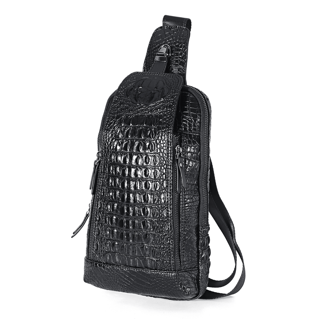 Men'S New Leather Crocodile Pattern Chest Bag Sling Backpack Crossbody Bags