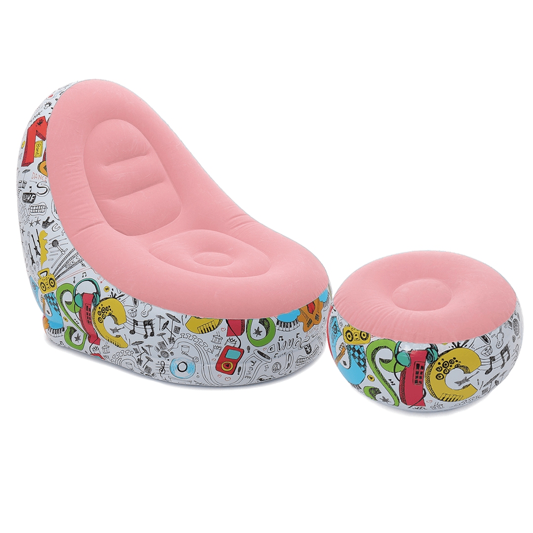 Inflatable Lazy Lounge Chair Ottoman Set Adult Kids Sofa Footrest Home Indoor - MRSLM