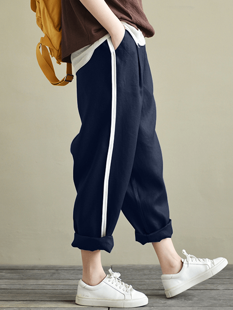 Women Striped High Waist Long Harem Loose Trousers