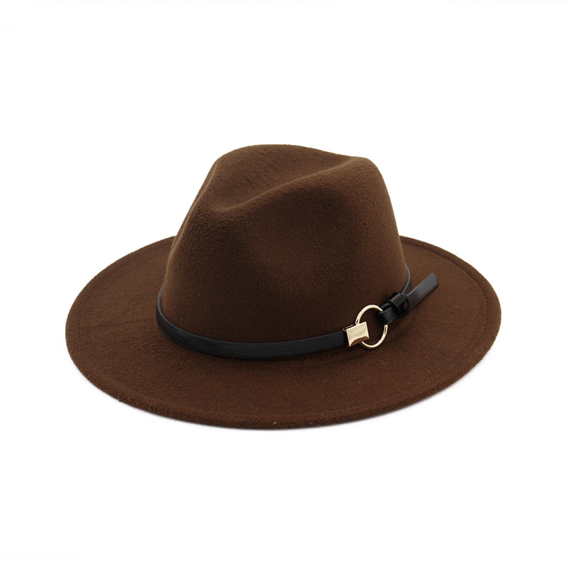 Simple Belt Flat Brim and Big Rim All-Match Jazz Hat