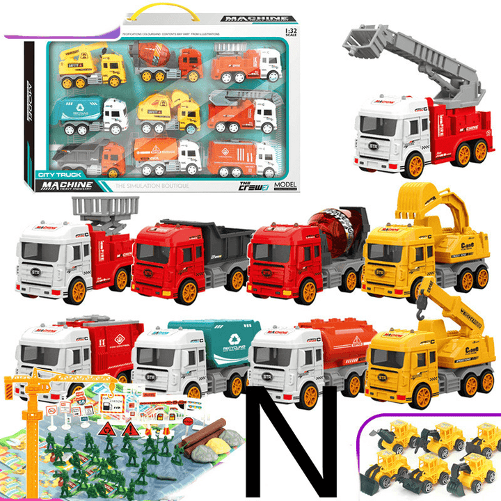 Children'S Car Toy Inertial Crane Excavator Truck Fire Truck Set