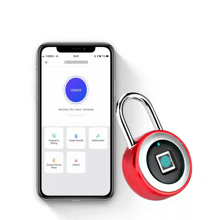 Smart Fingerprint Door Lock Padlock USB Charging Waterproof anti Theft APP Bluetooth Remote Keyless for Cabinet Luggage Dormitory 0.5 Second Unlock