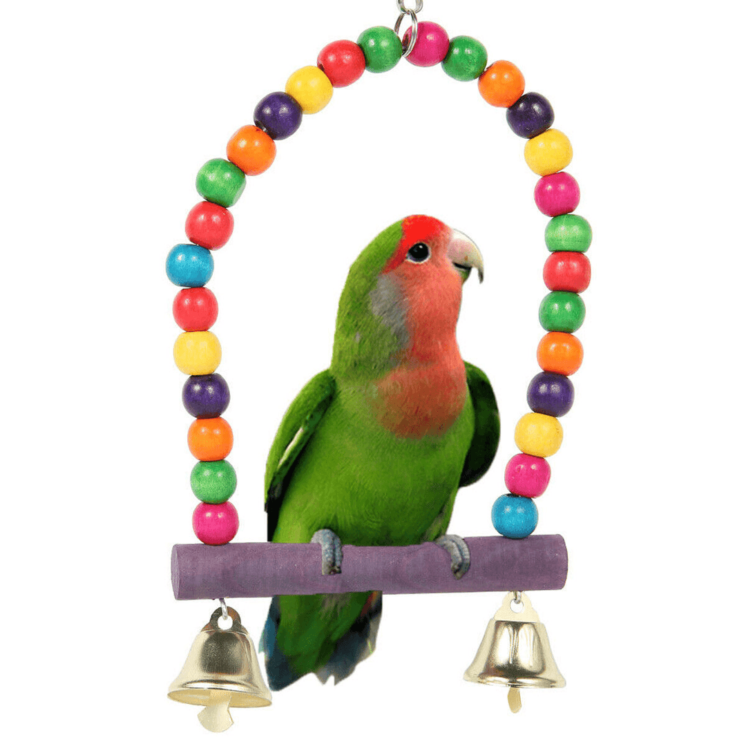 8 Pcs Pet Bird Toys Chewing Hanging Bell Parrot Swing Budgie Cockatrice Cage Set