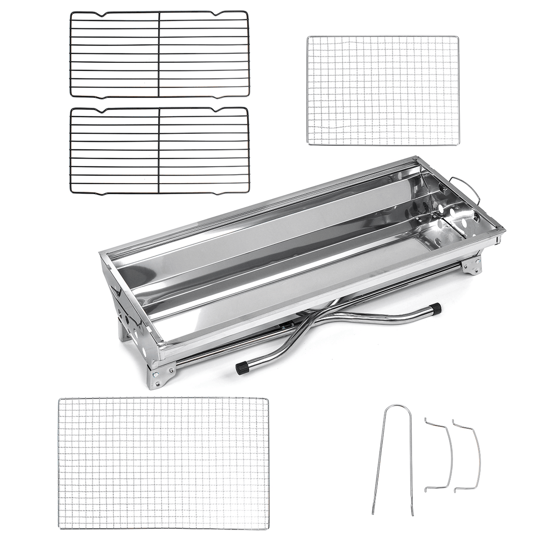 3-5 People Folding BBQ Grills Stainless Steel Charcoal Barbecue Stove Camping Picnic Patio