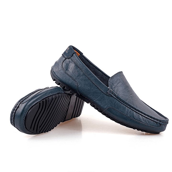 Men Leather Casual Driving Slip on Outdoor Flat Soft Comfortable Loafers Shoes