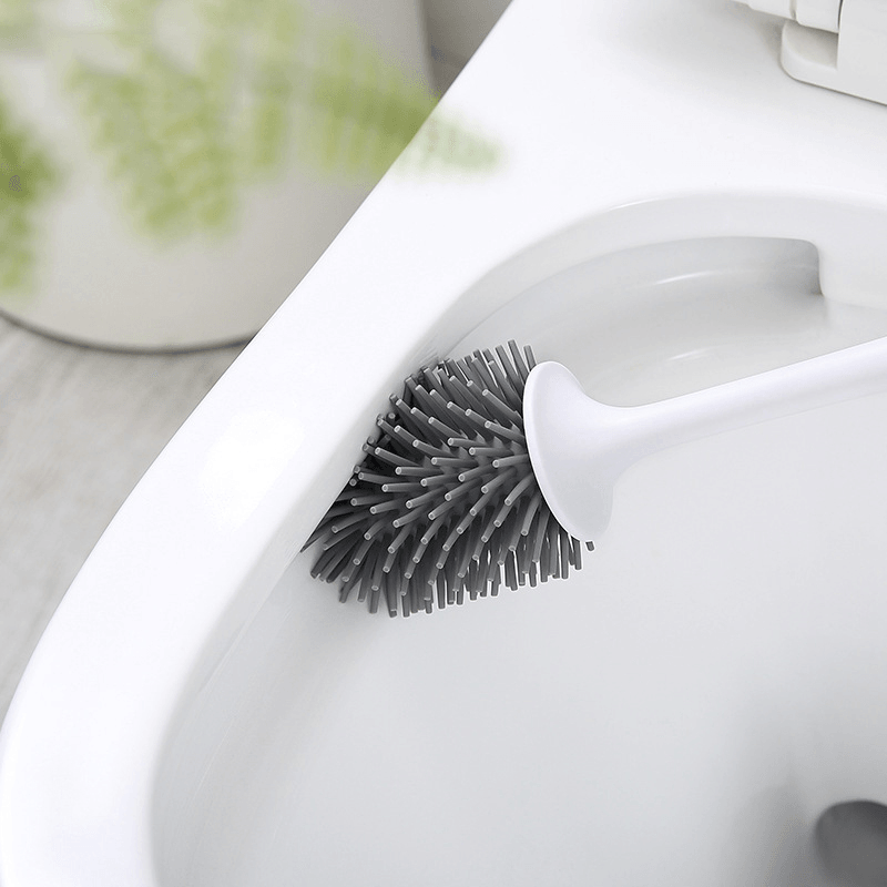 Wall Mounted /Floor Stand 360¬∞ TPR Soft Bristle Silicone Toilet Cleaning Brushes with Holder