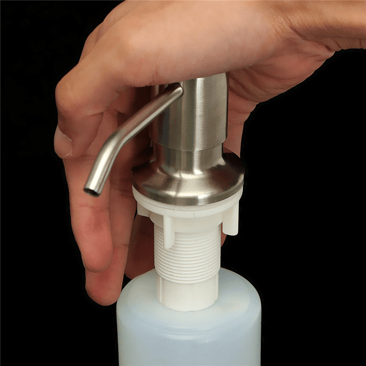 350ML Kitchen Bathroom Sink Liquid Soap Dispenser Cleanser Essence Hand Sanitizer Brushed Nickel Head Bottle