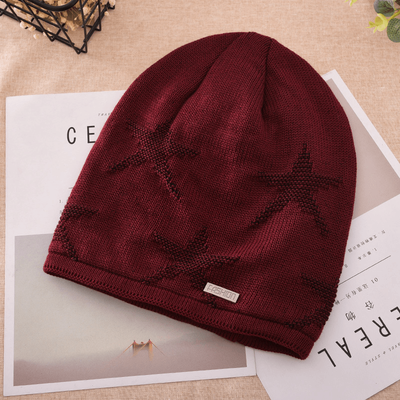 Men'S Knitted Woolen Thick Warm Toe Cap Sports Cap