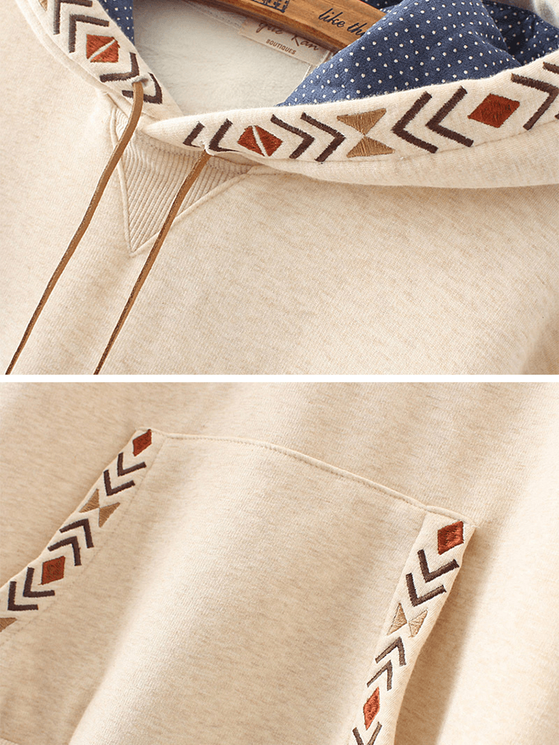 Embroidered Patchwork Tassels Long Sleeve Hoodies Sweatshirt