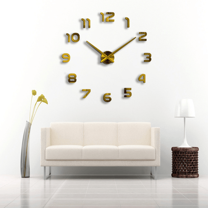 3D Frameless Wall Clock Modern Mute Large Mirror Surface DIY Room Home Office Decorations