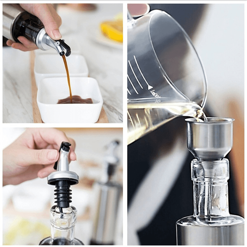 300ML Olive Oil Dispenser Bottles with Funnel Stainless Steel Oil Pourer Dispensing Bottles Oil Vinegar Sauce Bottle