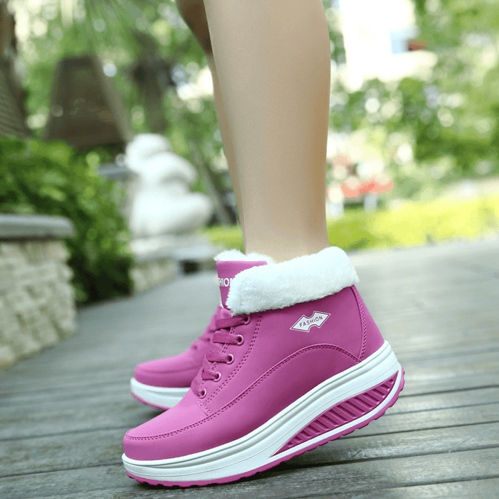 Warm Fur Lining Rocker Sole Platform Boots Women Casual Shoes