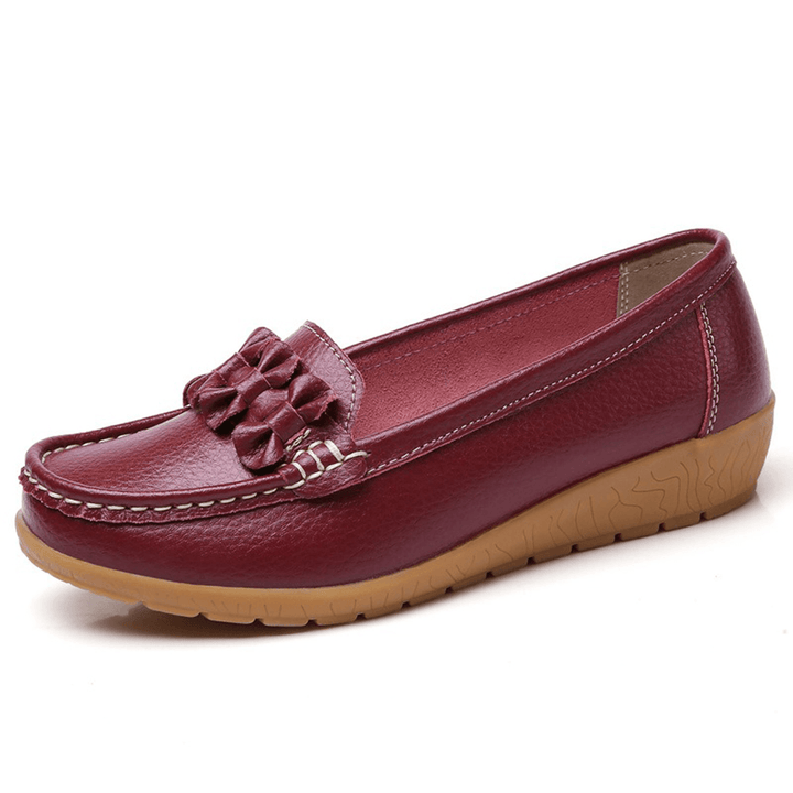 Women Bowknot Stitching Decor Comfy Slip Resistant Casual Loafers - MRSLM