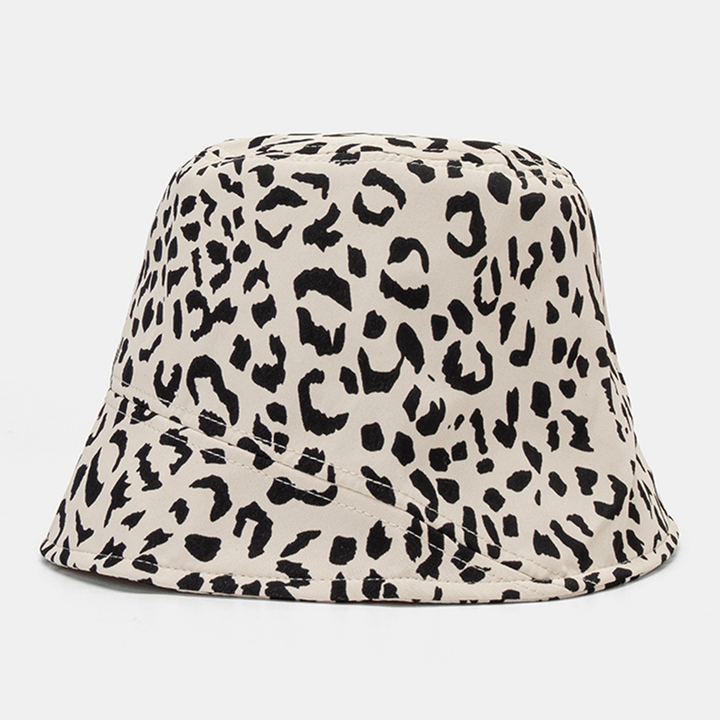 Women Patchwork Leopard Pattern Print Sun Hat Cotton Fashion All-Match Sunscreen Bucket Hat - MRSLM