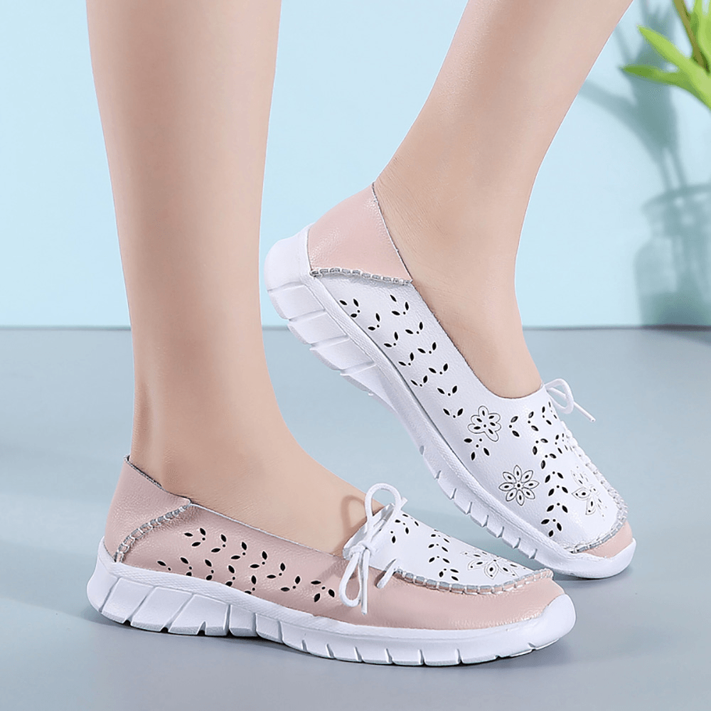 Women Stricing Flowers Hollow Sports Non Slip Casual Loafers