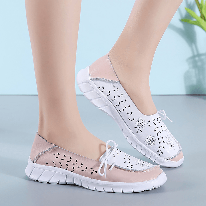 Women Stricing Flowers Hollow Sports Non Slip Casual Loafers