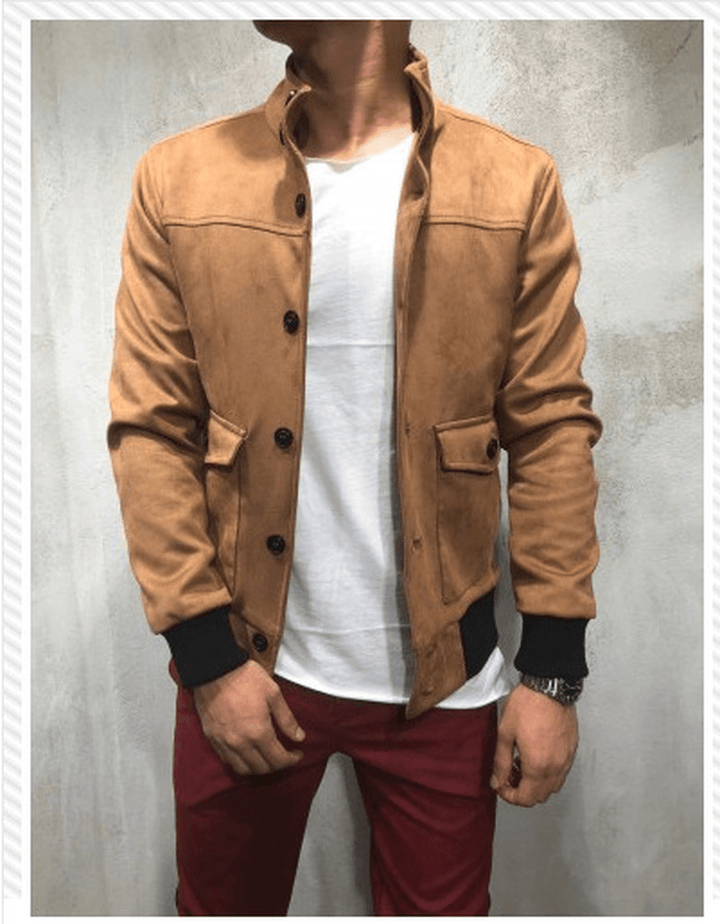 European and American New Slim Button Tool Pocket Men'S Jacket