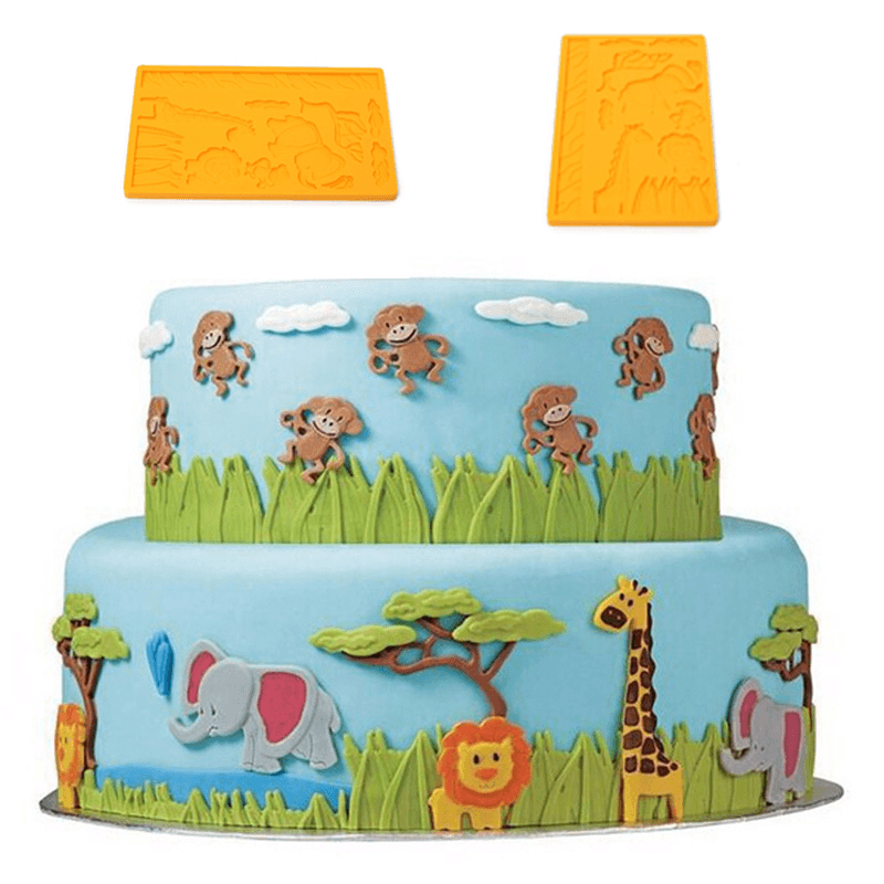 3D Lace Zoo Silicone Embossing Mould Animal Jungle World Fondant Cake Mold