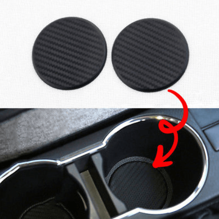 2Pcs/Set Auto Car Accessories Water Cup Slot Non-Slip Carbon Fiber Look Mat Decorations