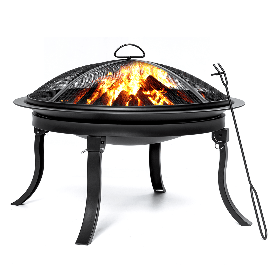 Kingso 24Inch Portable Fire Pits with 4 Foldable Legs Wood Burning Firepit Steel BBQ Grill Fire Bowl for Outdoor Camping Patio Backyard Garden