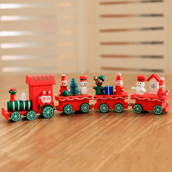 Christmas Wood Train Christmas Decorations Decor Innovative Gift for Children Diecasts Toy Vehic