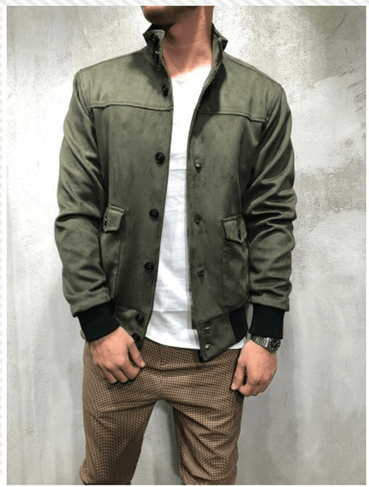 European and American New Slim Button Tool Pocket Men'S Jacket